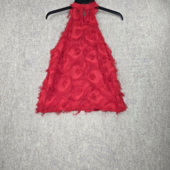 Shein Womens Red Fringe High-Neck Sleeveless Top Lightweight Polyester - Picture 2 of 8